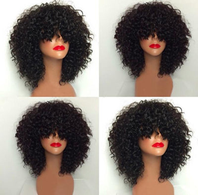 Kinky Curl Bob with Bangs Full Lace Wig - Hair By Akoni