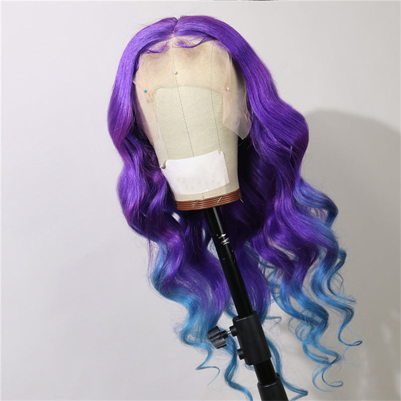 Purple and Blue Ombre in Deep Wave Full Lace Wig – Hair By Akoni display picture 1