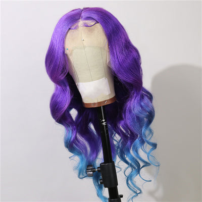 Purple and Blue Ombre in Deep Wave Full Lace Wig - Hair By Akoni