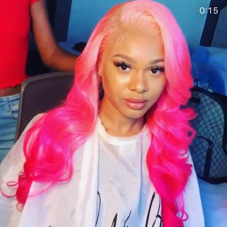Light Pink and Dark Pink Wig in Loose Curl - Hair By Akoni