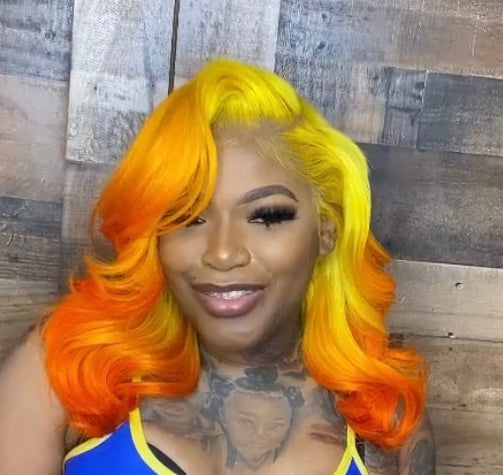 Yellow and Orange Ombre Wig in Loose Curl - Hair By Akoni