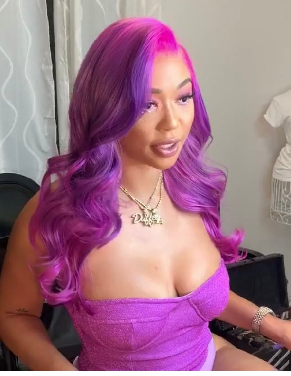 Pink and Purple Ombre Wig in Loose Curl - Hair By Akoni