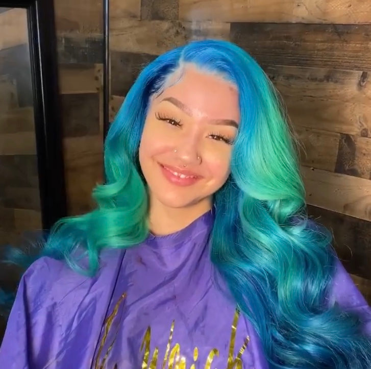 Blue, Turquoise, Blue Wig in Loose Curl - Hair By Akoni
