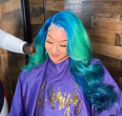 Blue, Turquoise, Blue Wig in Loose Curl - Hair By Akoni