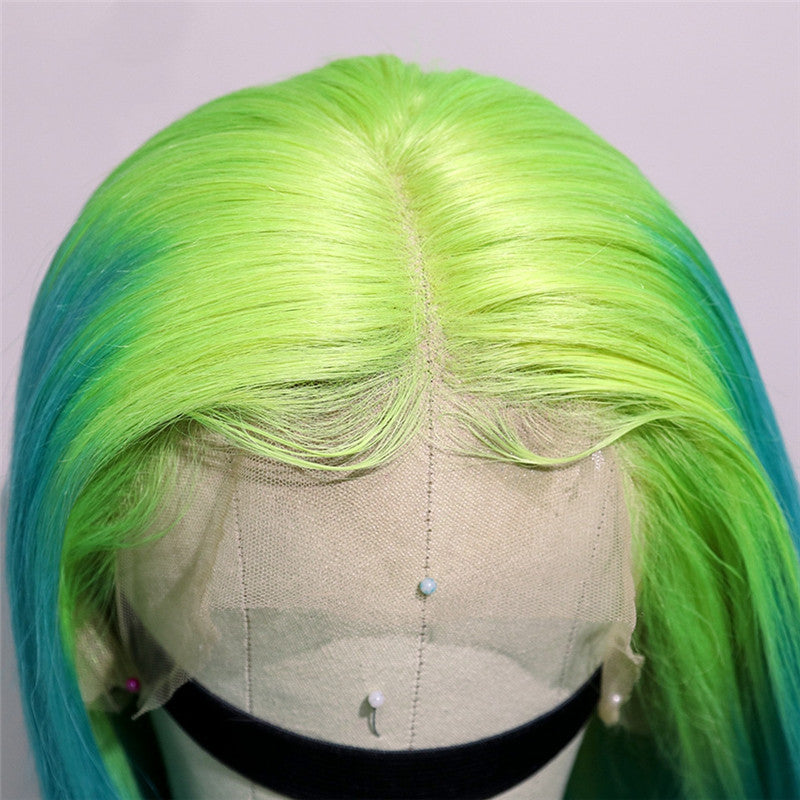 Lime Green and Turquoise Ombre in Straight Full Lace Wig - Hair By Akoni