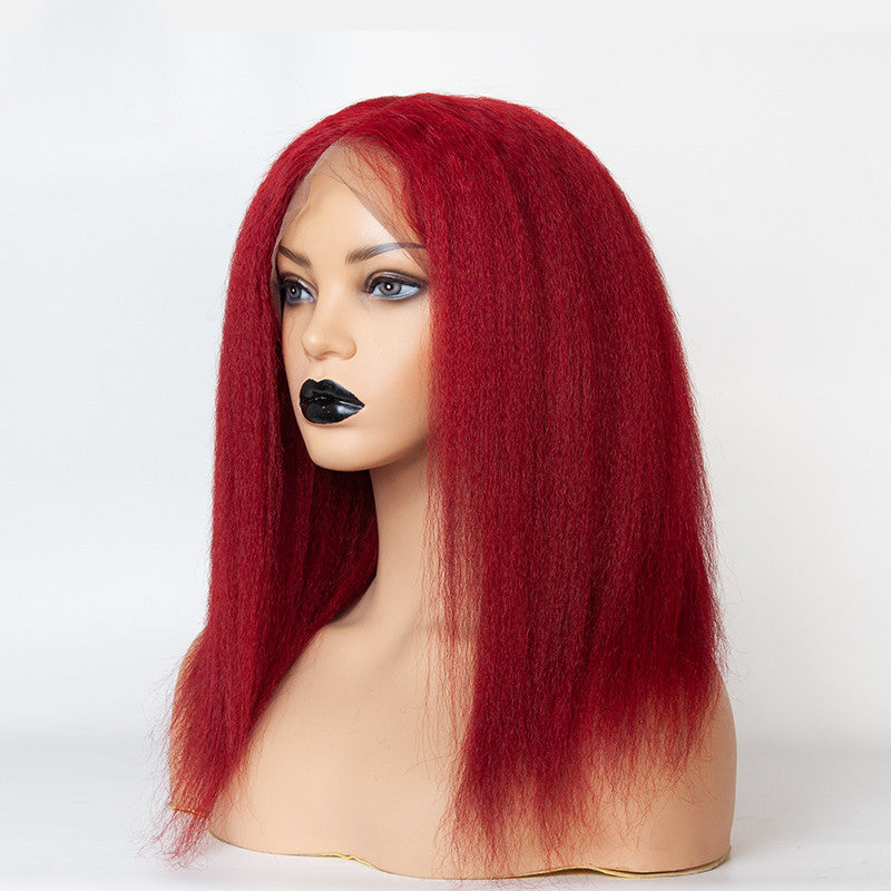 Red Kinky Straight Full Lace Wig - Hair By Akoni